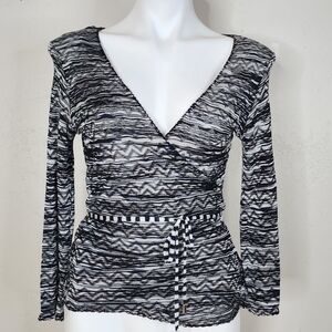 M Missoni Black and White Knit Wrap Top Size 8